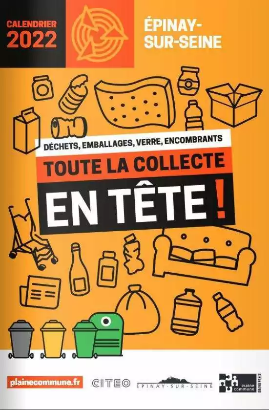 Calendrier des collectes de déchets à Epinay-sur-Seine - 2022 - Mairie